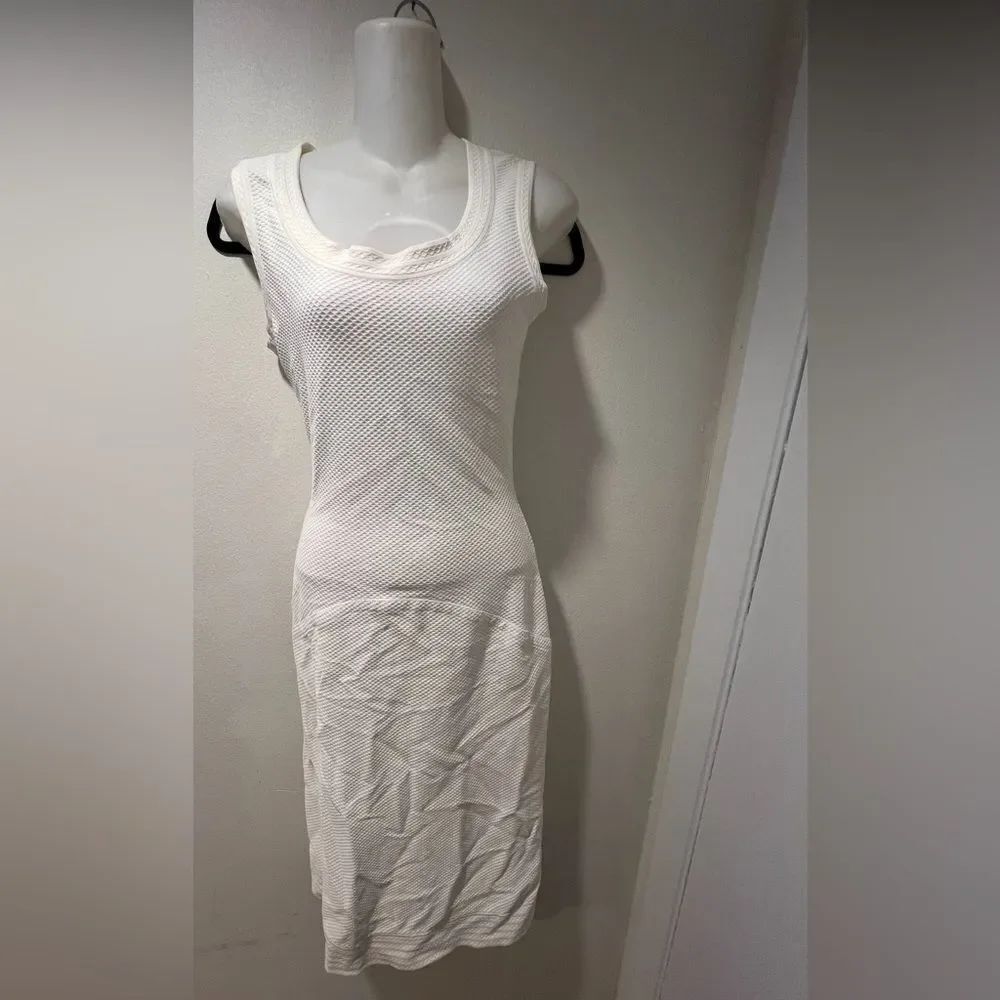 Alaia bodycon dress Knit Sleeveless Ruffle Hem Dress ribbed & tulle vintage